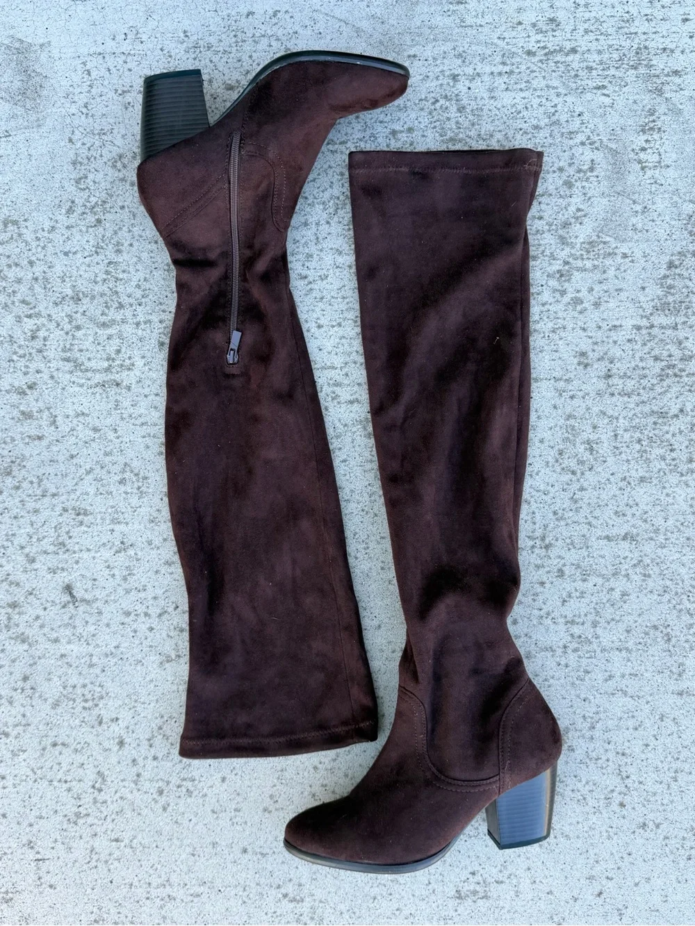 Women's Over-the-Knee Suede Boots in Dark Brown